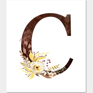 Floral Monogram C Lovely Autumn Foliage Posters and Art